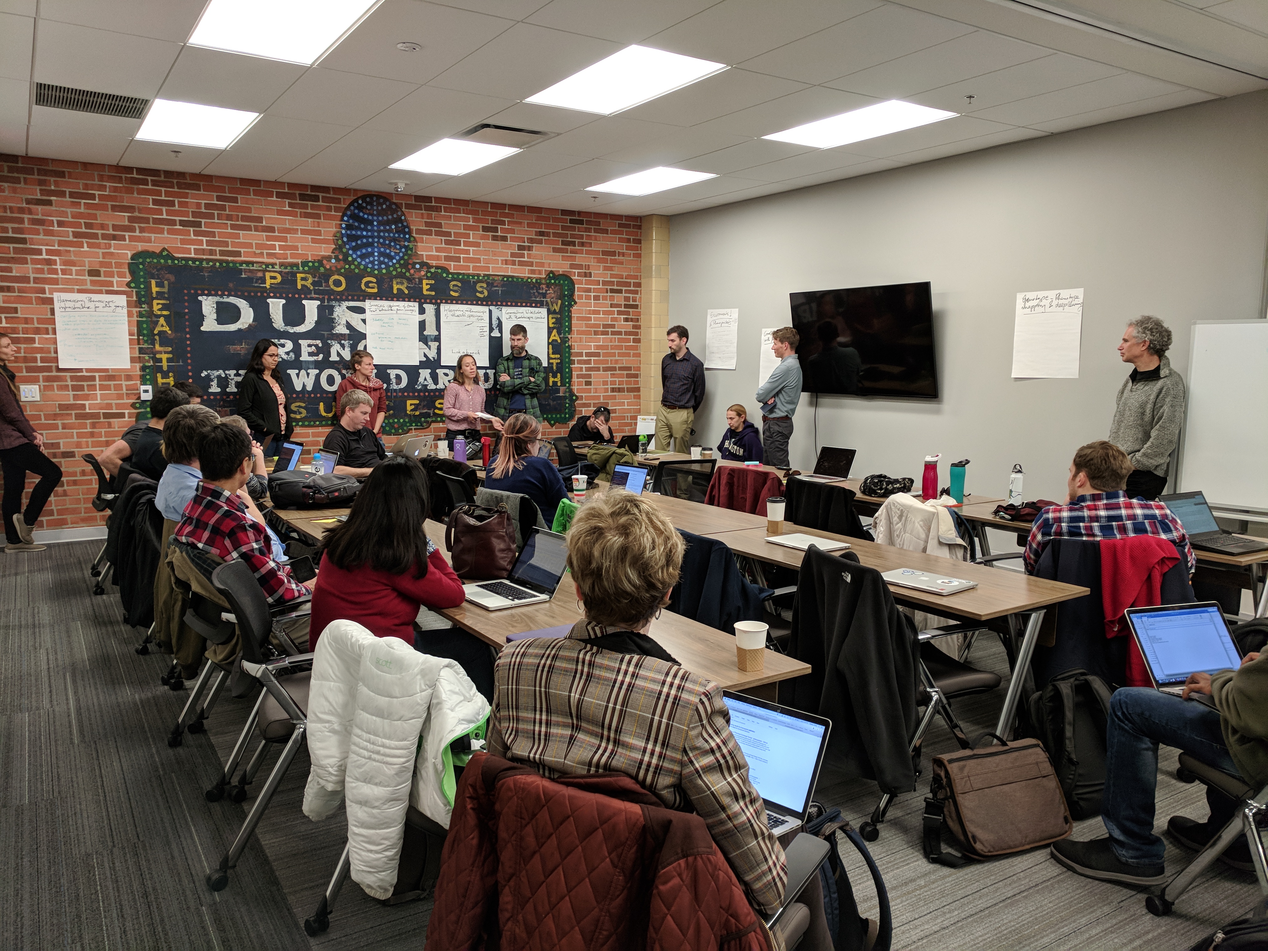 Phenoscape Hackathon participants listening to a group pitch